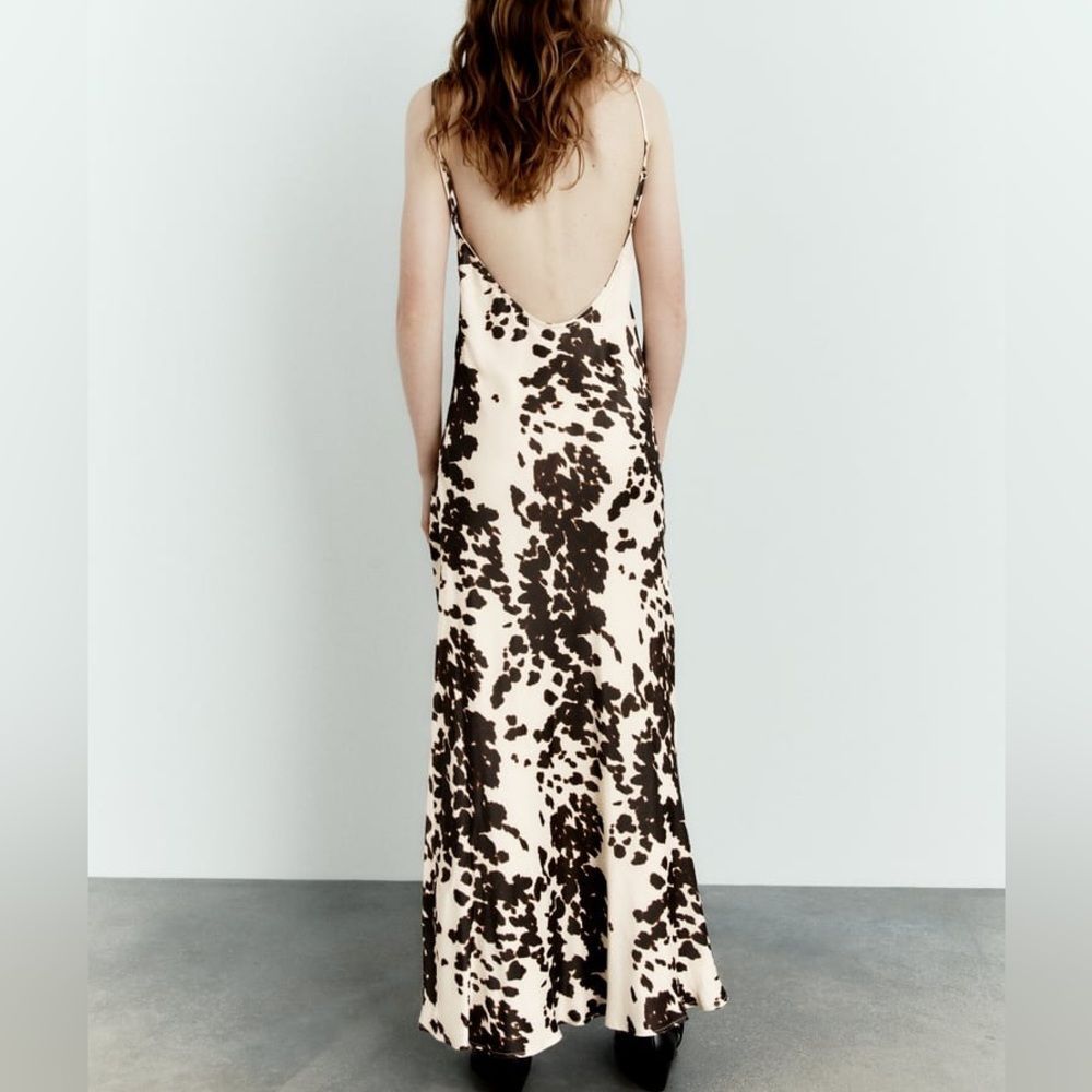 Zara Satin Effect Printed Dress New - Picture 8 of 9